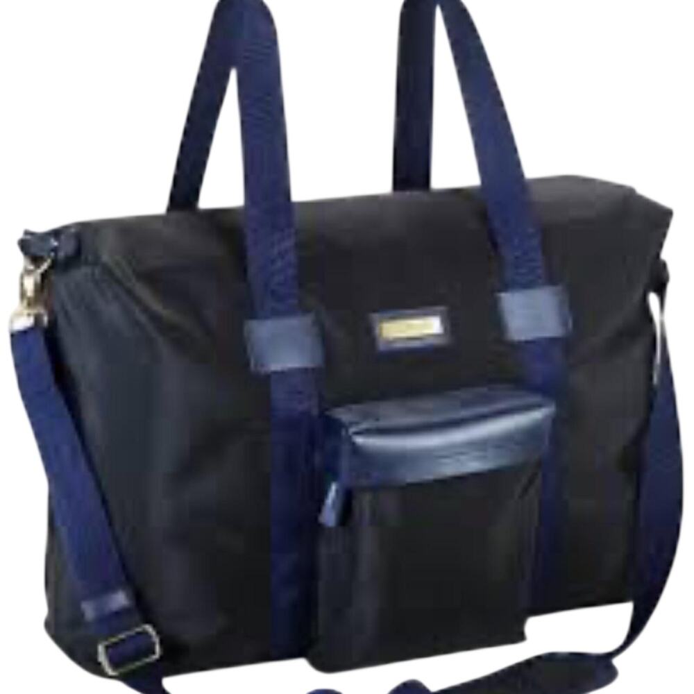 Black and Navy Blue Versace Duffel Bag